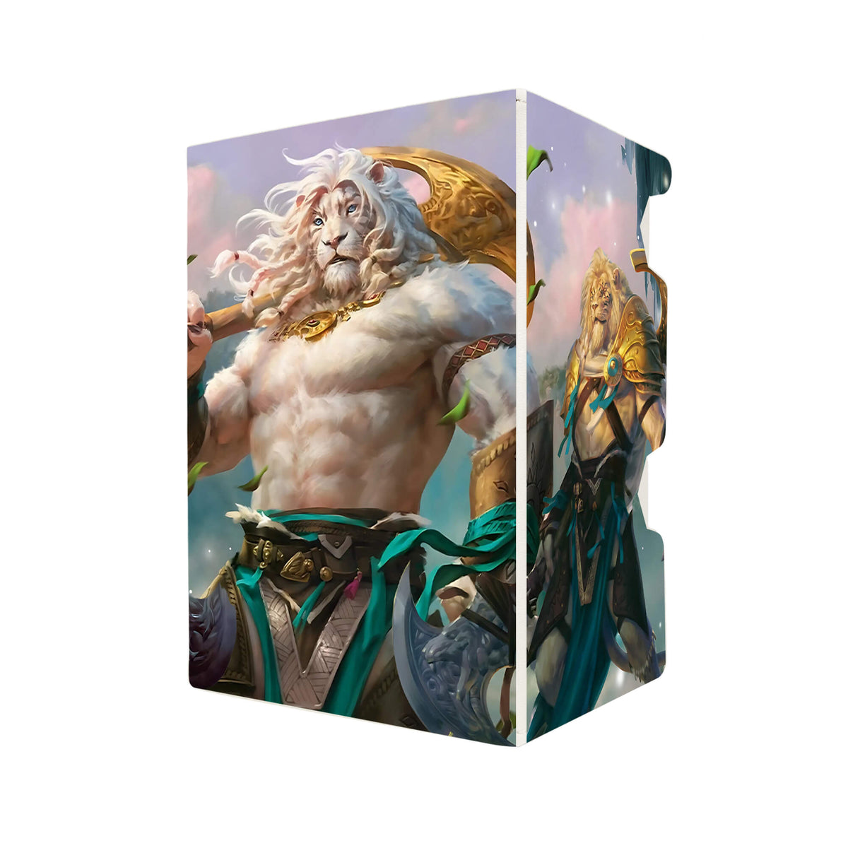 Here's another quality white deck box from LDB Duel featuring our exclusive Ajani - Legendary Planeswalker art. Fits all types of trading card games, including Pokémon, Yu-Gi-Oh! and Magic The Gathering. The perfect card holder for the TCG player safely holds up to 100 double-sleeved cards. EVEN in extra thick sleeves. Comes with a pull-out dice tray. Unyielding-ygo-magic-digimon-card_protector-gaming-accesories-LDB-Duel