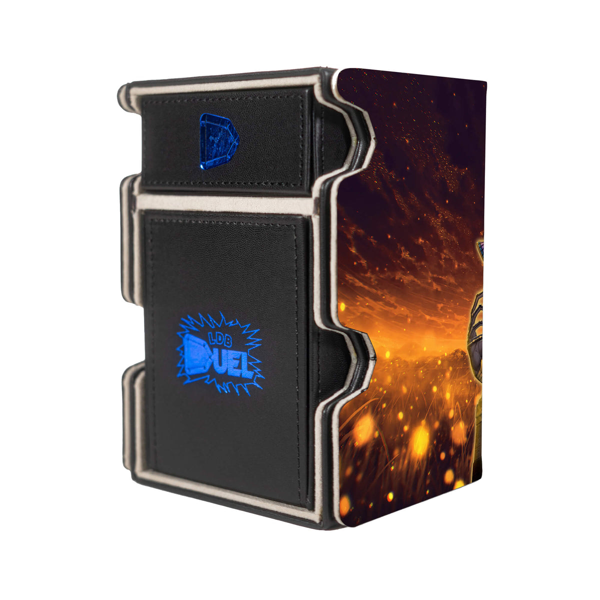 Here is the Right View of the Anubis Mach 3 Black Deck Box. Egyptian-God-yugioh-deck-tray-dice-tray-LDB-Duel