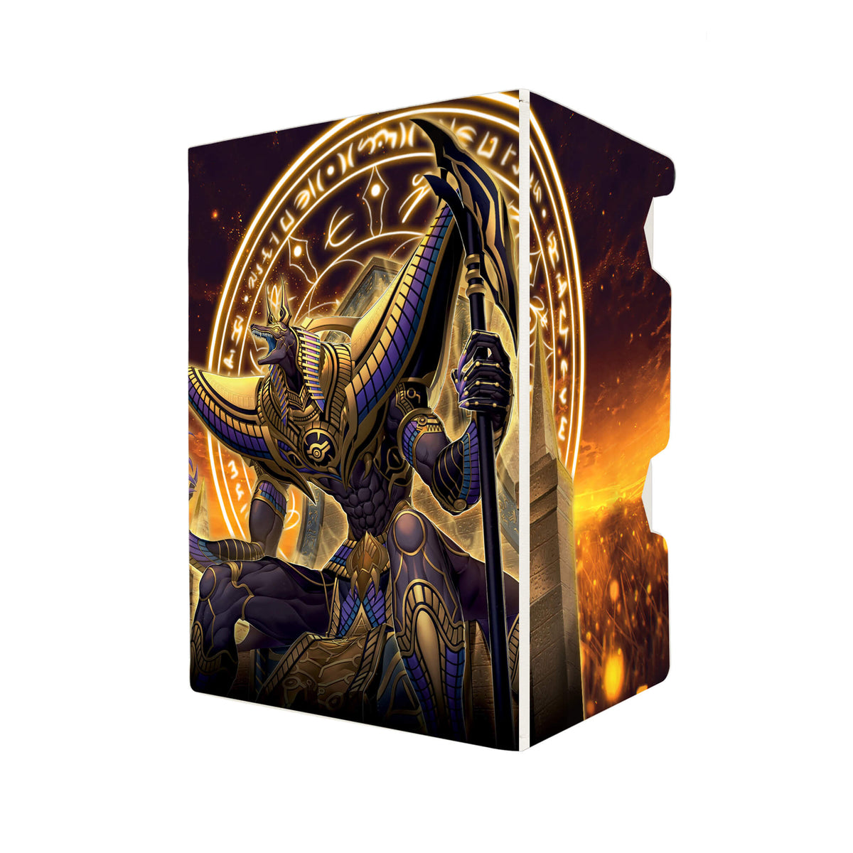 Here's another quality white deck box from LDB Duel featuring our exclusive Anubis art. Fits all types of trading card games, including Pokémon, Yu-Gi-Oh! and Magic The Gathering. The perfect card holder for the TCG player safely holds up to 100 double-sleeved cards. EVEN in extra thick sleeves. Comes with a pull-out dice tray. Egyptian-God-ygo-magic-digimon-card-protector-gaming-accesories-LDB-Duel