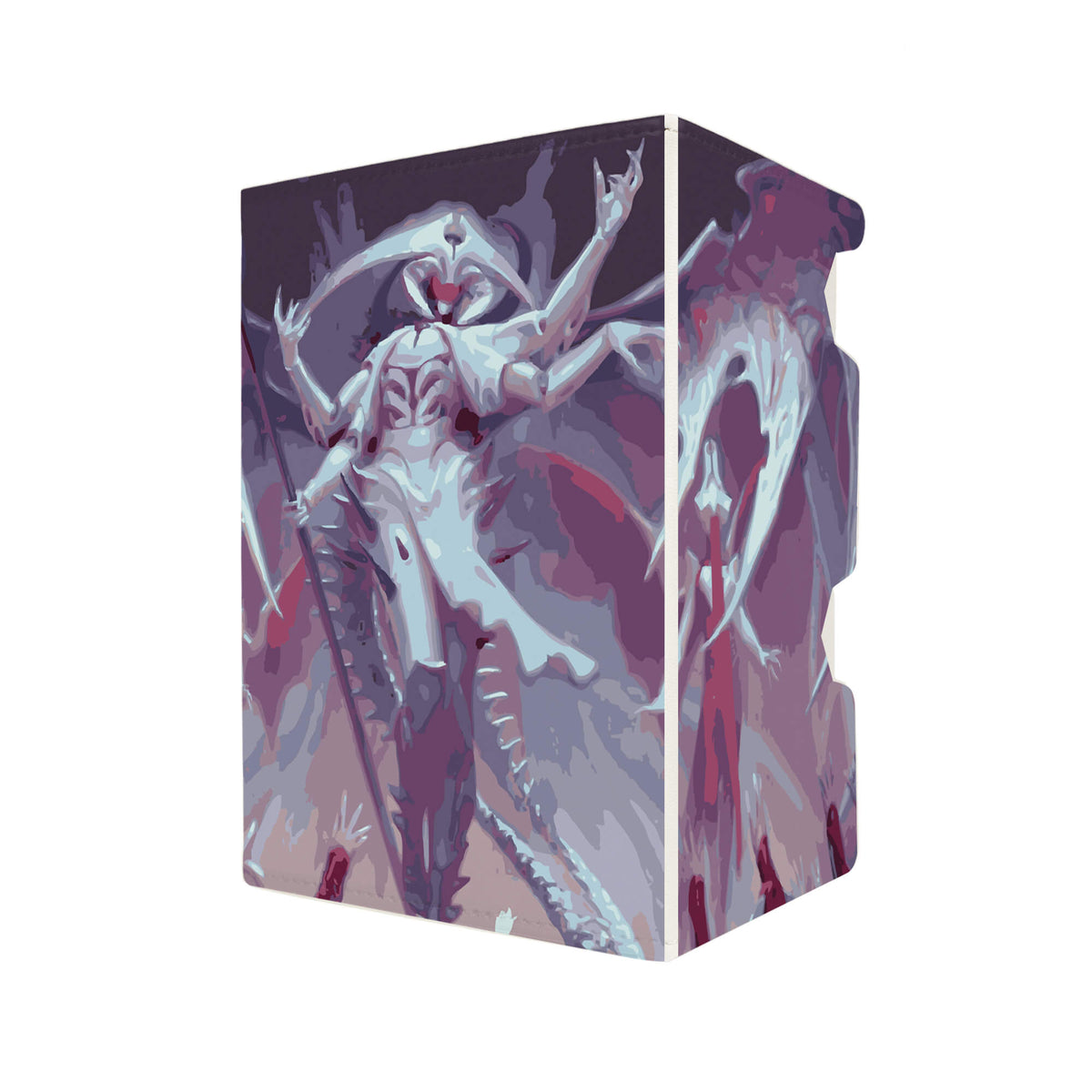 Here's another quality white deck box from LDB Duel featuring our exclusive Atraxa, Grand Unifier art. Fits all types of trading card games, including Pokémon, Yu-Gi-Oh! and Magic The Gathering. The perfect card holder for the TCG player safely holds up to 100 double-sleeved cards. EVEN in extra thick sleeves. Comes with a pull-out dice tray. Atraxa-mtg-tcg-accessories-card-storage-LDB-Duel