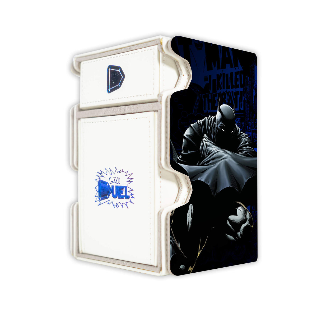 Here is the Right View of the Batman, The Gotham Guardian Mach 3 White Deck Box. Hellbat-mtg-deck-tray-dice-tray-LDB-Duel