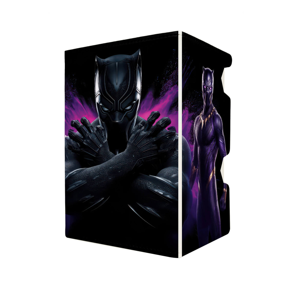 Here's another quality white deck box from LDB Duel featuring our exclusive Black Panther, Wakandan King art. Fits all types of trading card games, including Pokémon, Yu-Gi-Oh! and Magic The Gathering. The perfect card holder for the TCG player safely holds up to 100 double-sleeved cards. EVEN in extra thick sleeves. Comes with a pull-out dice tray. Wakanda-mtg-tcg-accessories-card-storage-LDB-Duel
