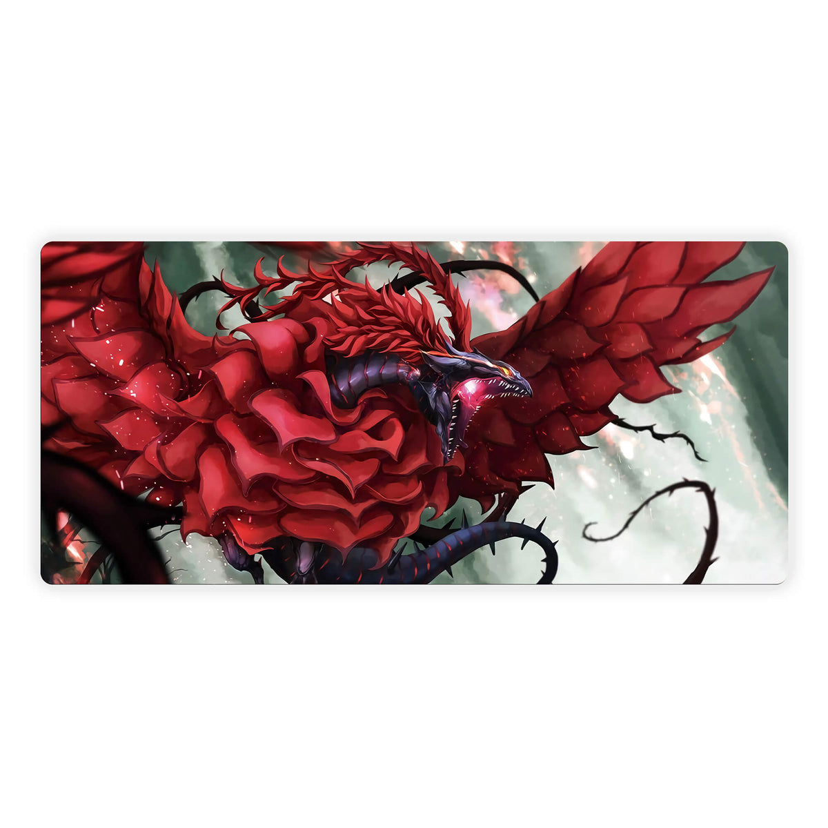 Elevate your gaming experience with LDB Duel featuring our exclusive Black Rose Dragon mouse pad! Crafted with a smooth cloth surface for unparalleled mouse accuracy and a non-slip rubber base for rock-solid stability, this 35x16-inch masterpiece combines stunning design with top-tier functionality. And with its machine-washable build, keeping it clean is a breeze!Yusei-Fudo-yugioh-mtg-pokemon-custom-artwork-premium-durable-rubber-ldb-duel