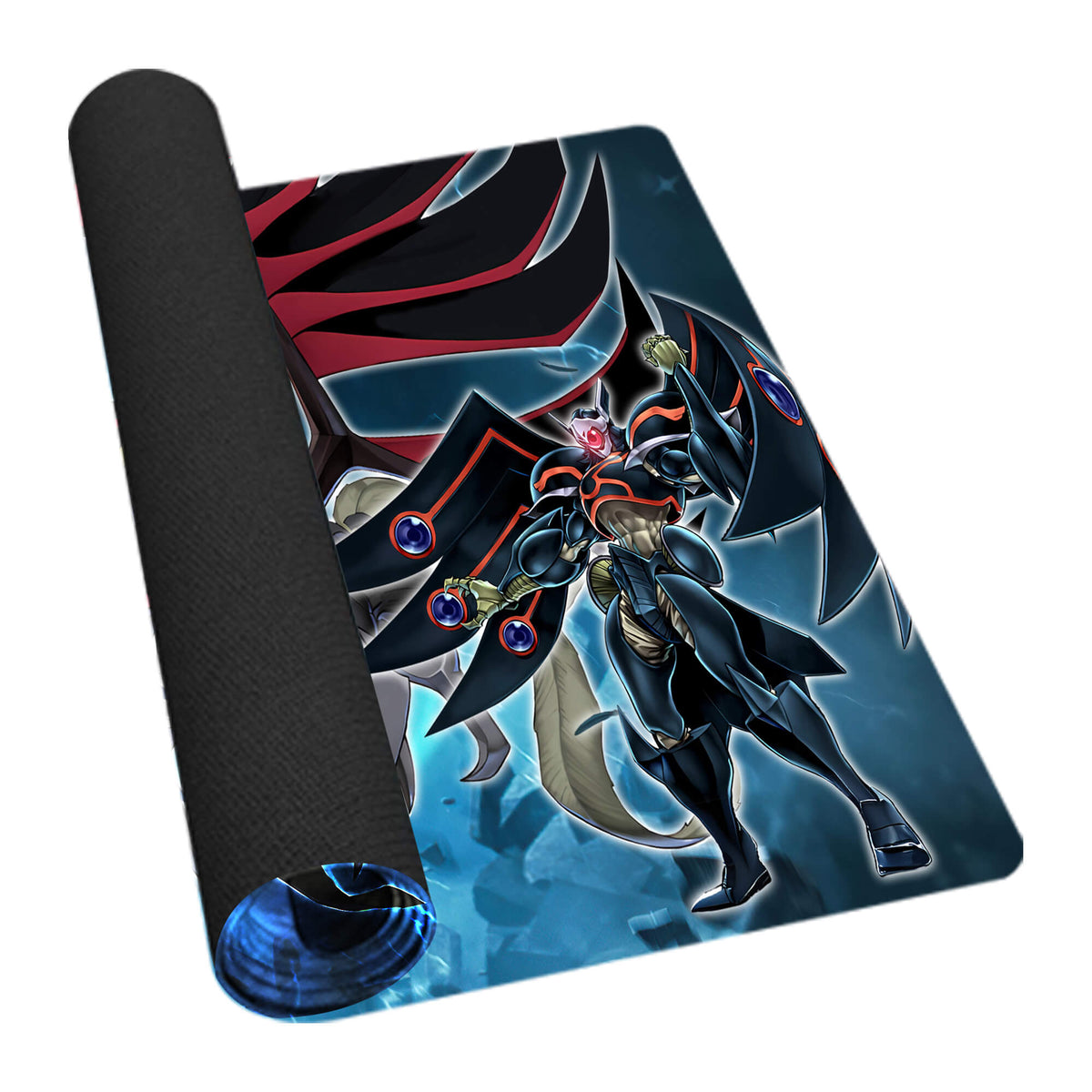 Transform your dueling experience with our original art Black-Winged Dragon playmat from LDB Duel! Featuring a soft cloth top for smooth card movement and a durable rubber back for a secure grip, this 24x14 inch mat is machine washable and safe for cards and sleeves. Black-Feather-yugioh-mtg-pokemon-custom-artwork-premium-durable-rubber-ldb-duel