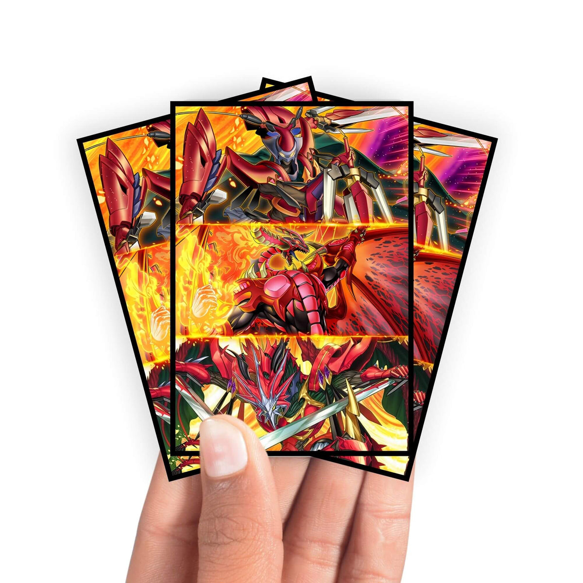 Enhance your cards with our elegant black border card sleeves, featuring a sleek, sophisticated design for a bold, modern aesthetic. From LDB Duel. Perfect for showcasing your collection, these sleeves are printed with our exclusive Blazing Dominion design. Jack-Atlas-yugioh-mtg-pokemon-card-protection-standard-japanese-dragon-shield-LDB-Duel-black