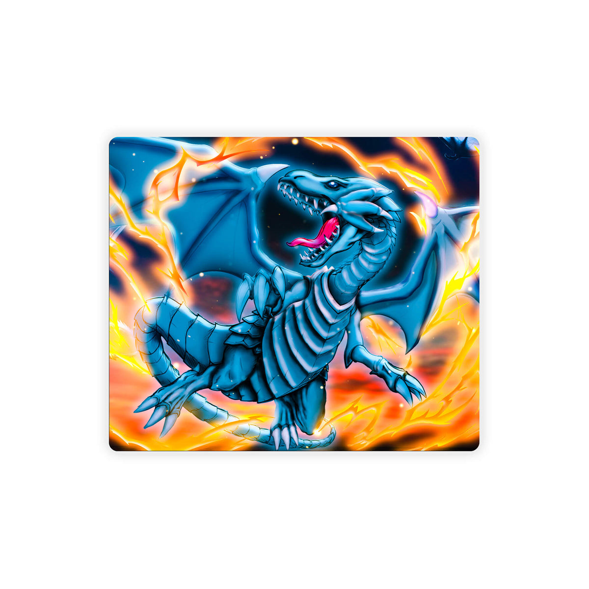 Enhance your gaming setup with our exclusive artwork Blue Dragons Lightning Burst Stream mouse pad! Featuring a soft cloth surface for precise mouse tracking and a durable rubber base for a stable grip, this 10x8.5 inch mouse pad is the perfect blend of style and performance. Plus, it's machine washable for easy maintenance! Obelisk-Blue-yugioh-mtg-pokemon-custom-artwork-premium-durable-rubber-ldb-duel