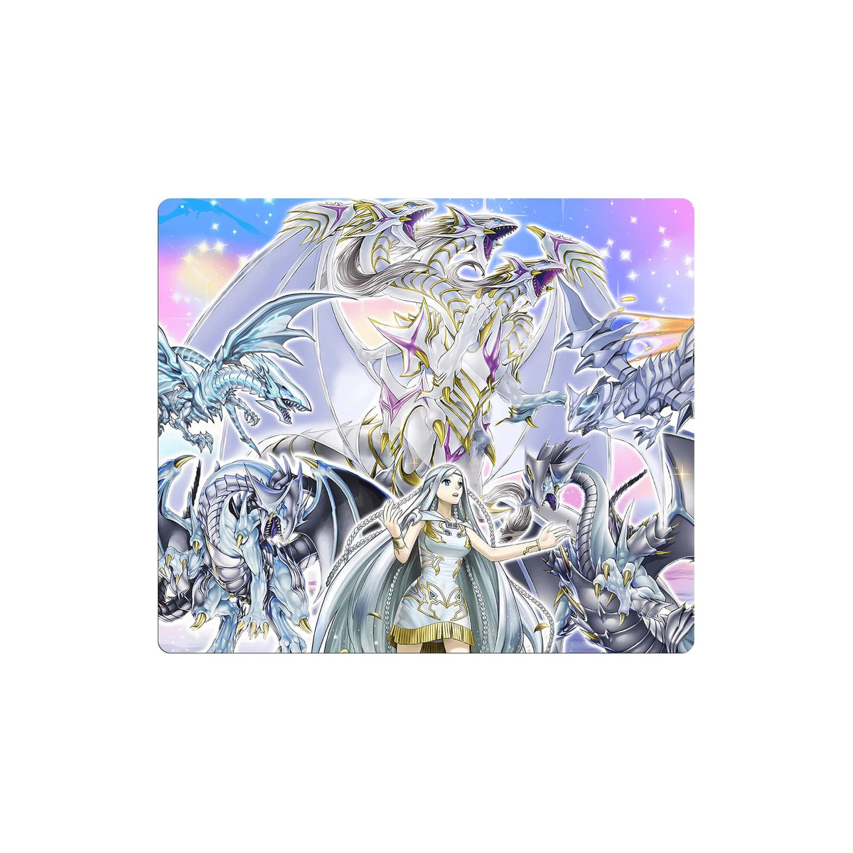 Enhance your gaming setup with our exclusive artwork Blue-Eyes Ultimate Spirit Dragon mouse pad! Featuring a soft cloth surface for precise mouse tracking and a durable rubber base for a stable grip, this 10x8.5 inch mouse pad is the perfect blend of style and performance. Plus, it's machine washable for easy maintenance! Beacon-of-White-yugioh-mtg-pokemon-custom-artwork-premium-durable-rubber-ldb-duel