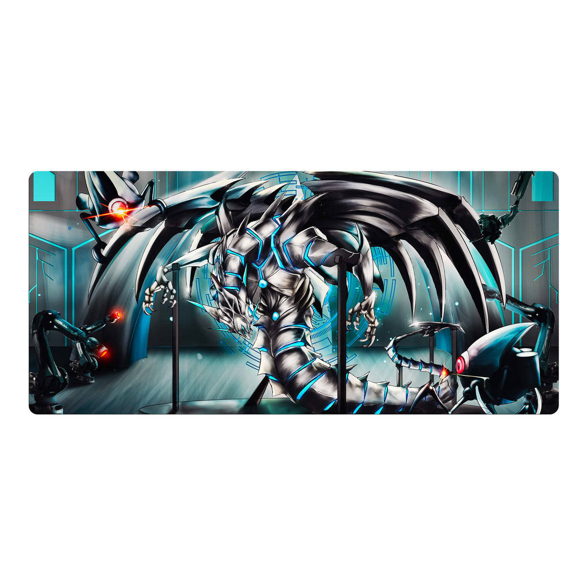 Elevate your gaming experience with LDB Duel featuring our exclusive Cyber Kaiju mouse pad! Crafted with a smooth cloth surface for unparalleled mouse accuracy and a non-slip rubber base for rock-solid stability, this 35x16-inch masterpiece combines stunning design with top-tier functionality. And with its machine-washable build, keeping it clean is a breeze!Armored-Cybern-yugioh-mtg-pokemon-custom-artwork-premium-durable-rubber-ldb-duel