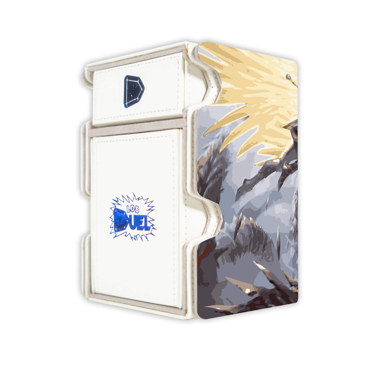 Here is the Right View of the Elspeth's Smite Mach 3 White Deck Box. Uncommon-mtg-deck-tray-dice-tray-LDB-Duel