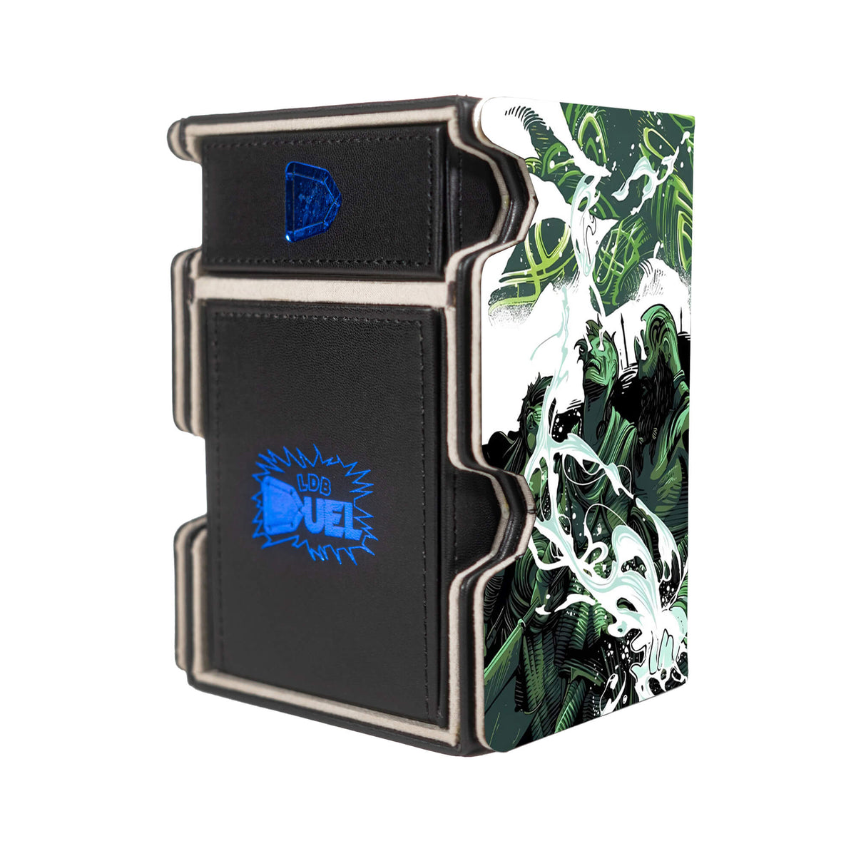 "Here is the Right View of the Esika, God of the Tree
Mach 3 Black Deck Box. World-Tree-mtg-deck-tray-dice-tray-LDB-Duel"