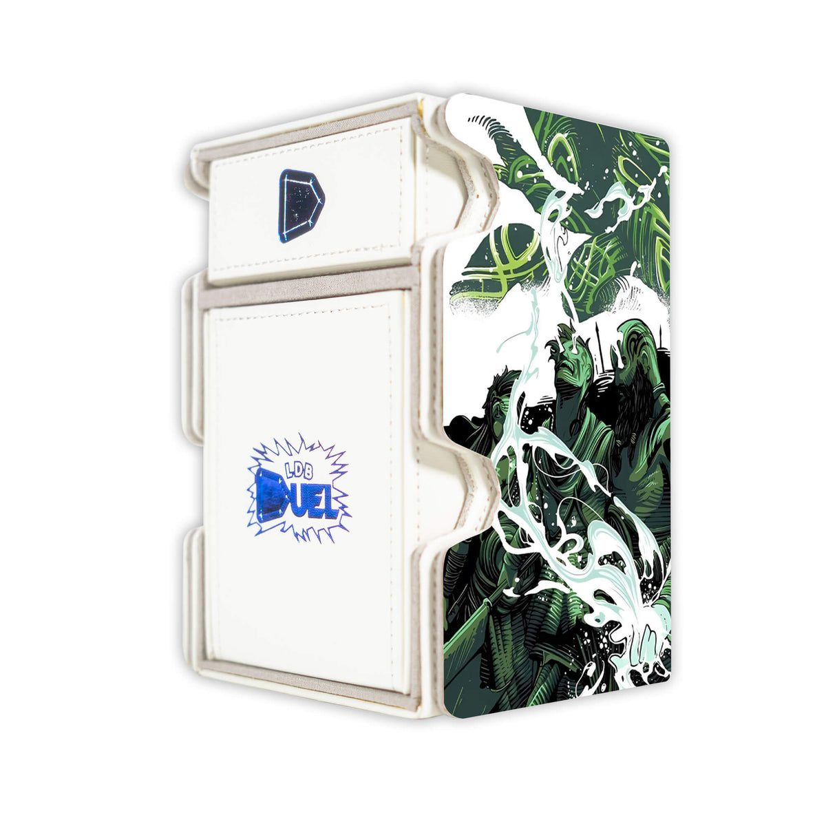 "Here is the Right View of the Esika, God of the Tree
Mach 3 White Deck Box. Mistrise-Village-mtg-deck-tray-dice-tray-LDB-Duel"
