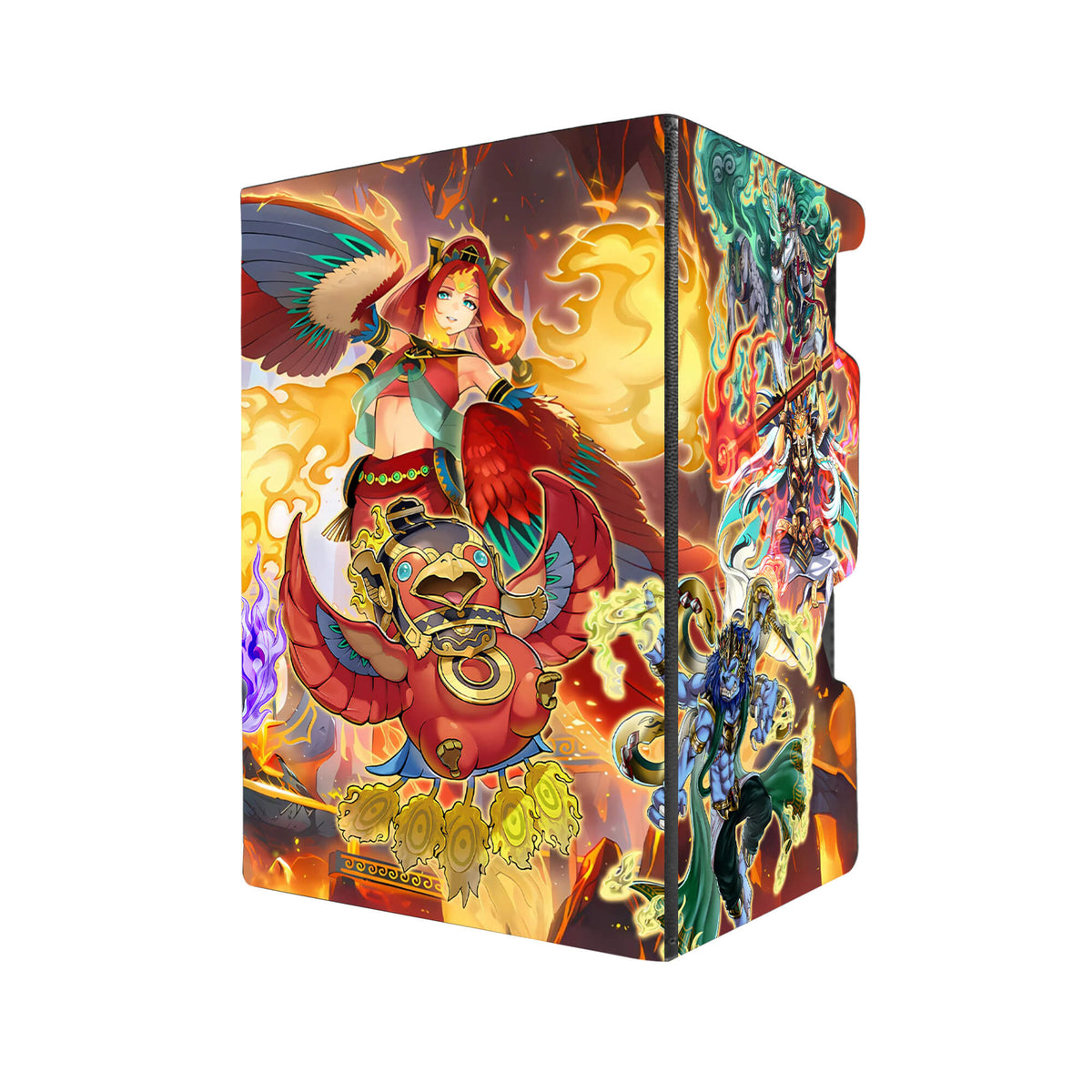 Here's another quality black deck box from LDB Duel featuring our exclusive Fire King Archetype art. Fits all types of trading card games, including Pokémon, Yu-Gi-Oh! and Magic The Gathering. The perfect card holder for the TCG player safely holds up to 100 double-sleeved cards. EVEN in extra thick sleeves. Comes with a pull-out dice tray. Arvata-yugioh-tcg-accessories-card-storage-LDB-Duel