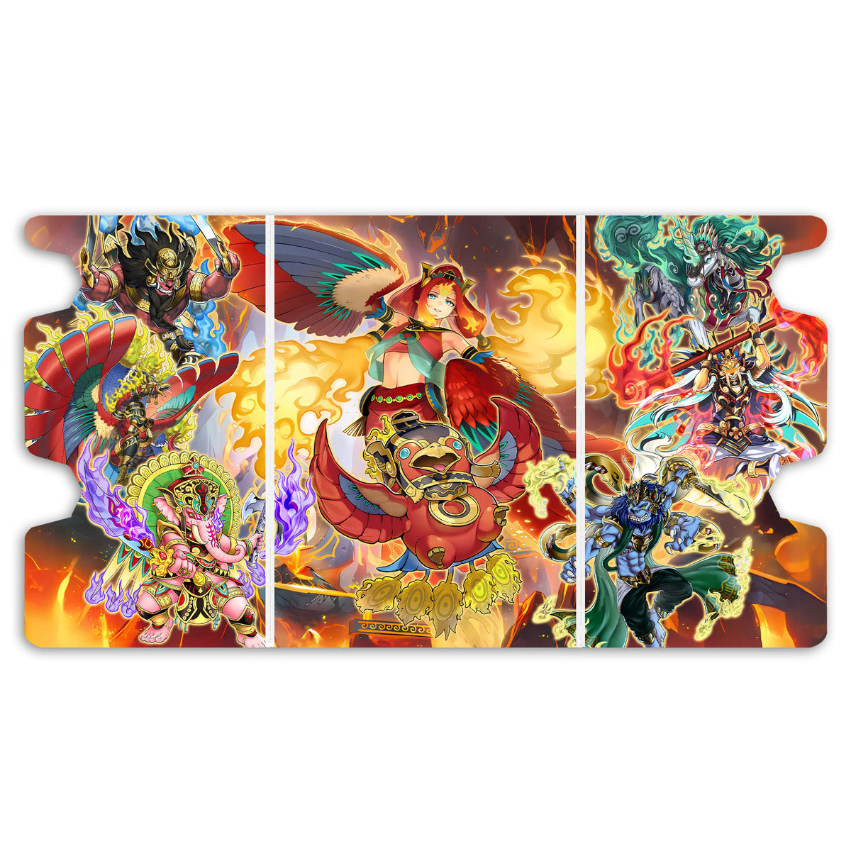 Here is the Full Lid Design of the Fire King Archetype Mach 3 White Deck Box. Arvata-yugioh-custom-deck-portable-collector-LDB-Duel