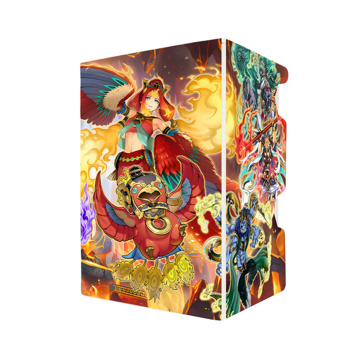 Here's another quality white deck box from LDB Duel featuring our exclusive Fire King Archetype art. Fits all types of trading card games, including Pokémon, Yu-Gi-Oh! and Magic The Gathering. The perfect card holder for the TCG player safely holds up to 100 double-sleeved cards. EVEN in extra thick sleeves. Comes with a pull-out dice tray. Garunix-ygo-magic-digimon-card-protector-gaming-accesories-LDB-Duel