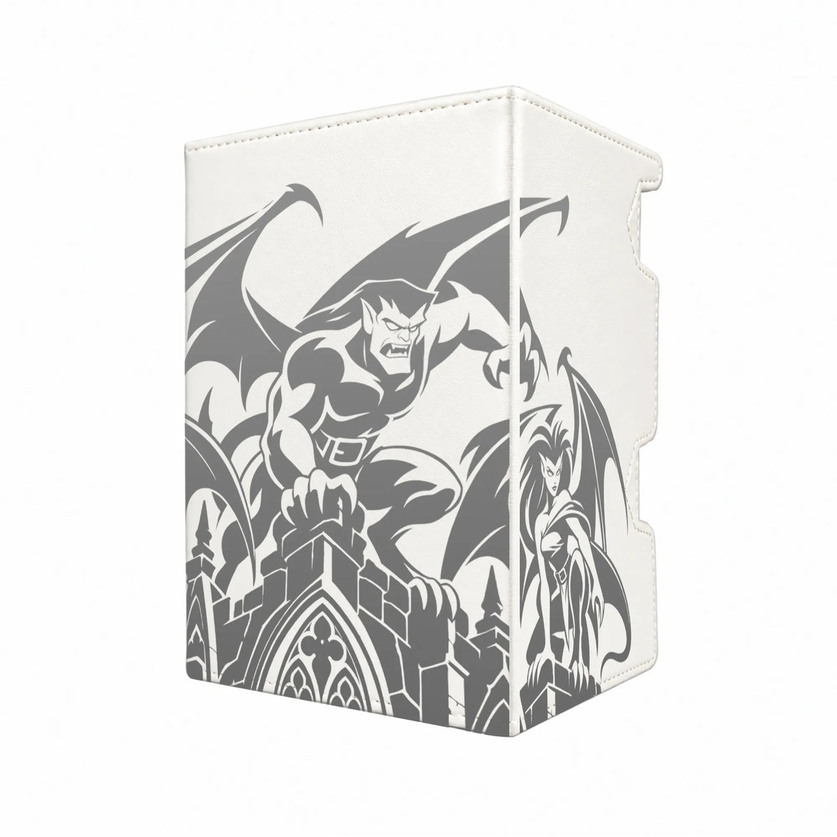 Here's another quality white deck box from LDB Duel featuring our exclusive Gargoyles art. Fits all types of trading card games, including Pokémon, Yu-Gi-Oh! and Magic The Gathering. The perfect card holder for the TCG player safely holds up to 100 double-sleeved cards. EVEN in extra thick sleeves. Comes with a pull-out dice tray. Goliath-anime-tcg-accessories-card-storage-LDB-Duel