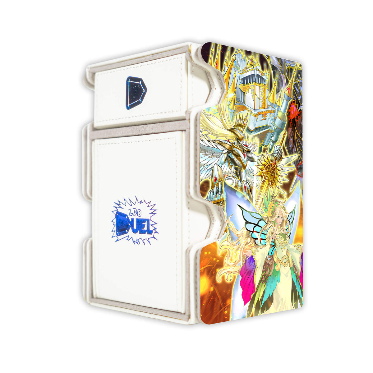 Here is the Right View of the Generaider Archetype Mach 3 White Deck Box. Laevatein-yugioh-deck-tray-dice-tray-LDB-Duel