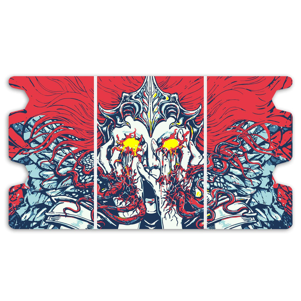 Here is the Full Lid Design of the Glimpse the Impossible Mach 3 White Deck Box. Sorcery-mtg-custom-deck-portable-collector-LDB-Duel