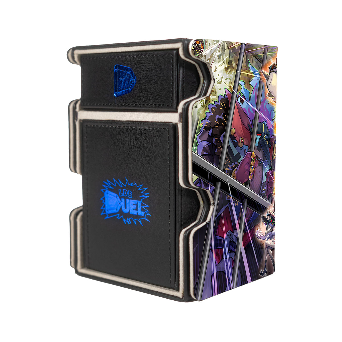 Here is the Right View of the Goblin Biker Archetype Mach 3 Black Deck Box. Grand-Crisis-yugioh-deck-tray-dice-tray-LDB-Duel