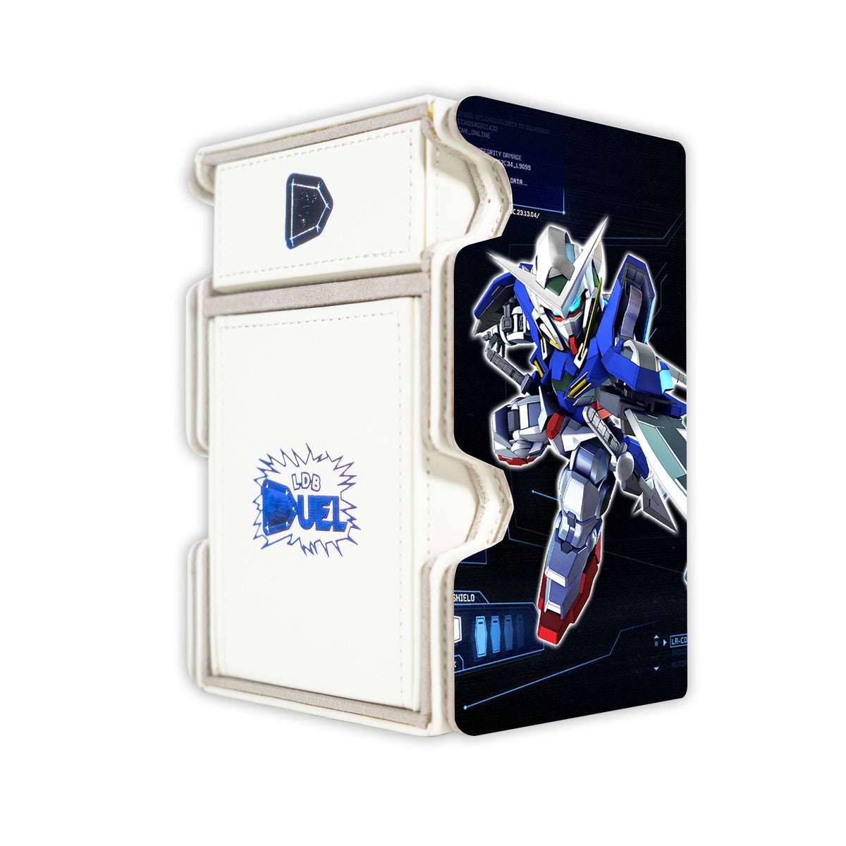 Here is the Right View of the Gundam Eternal Nexus SD Mach 3 White Deck Box. Deathscythe-anime-deck-tray-dice-tray-LDB-Duel