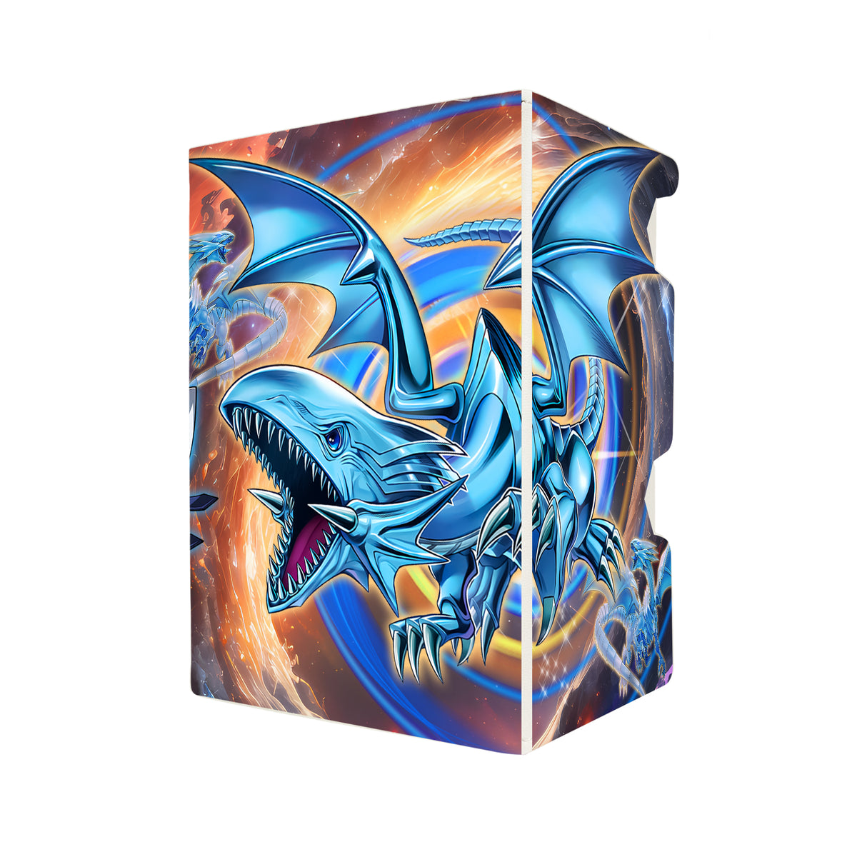Here's another quality white deck box from LDB Duel featuring our exclusive Heart of the Blue Eyes art. Fits all types of trading card games, including Pokémon, Yu-Gi-Oh! and Magic The Gathering. The perfect card holder for the TCG player safely holds up to 100 double-sleeved cards. EVEN in extra thick sleeves. Comes with a pull-out dice tray. obelisk-ygo-magic-digimon-card_protector-gaming-accesories-LDB-Duel