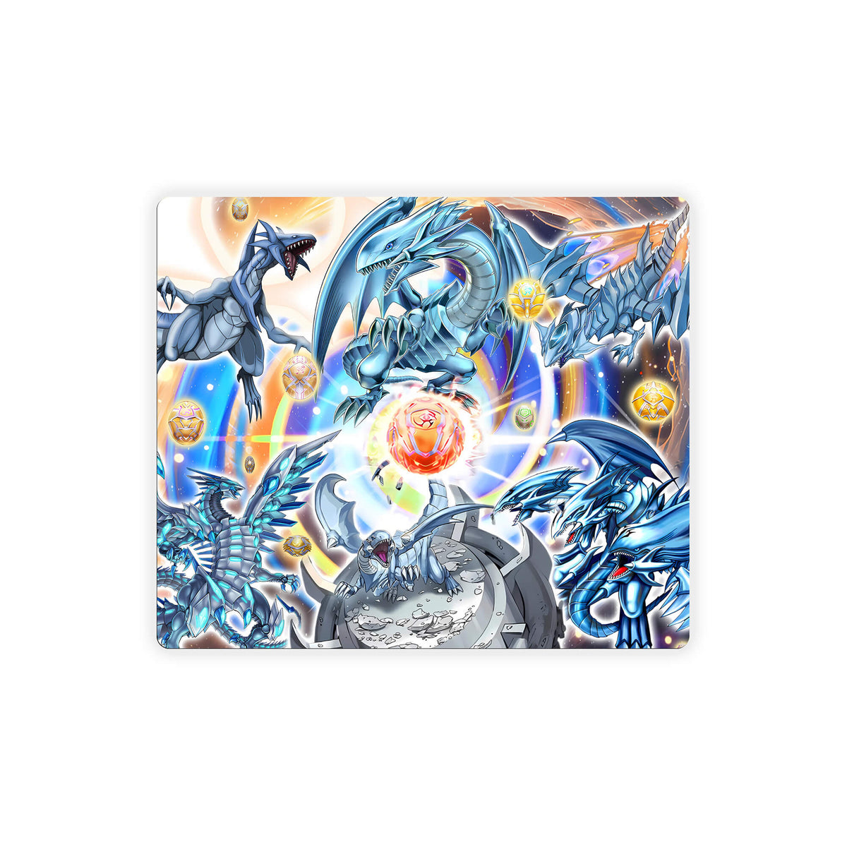 Enhance your gaming setup with our exclusive artwork Heratic Seals Blue Eyes White Dragon mouse pad! Featuring a soft cloth surface for precise mouse tracking and a durable rubber base for a stable grip, this 10x8.5 inch mouse pad is the perfect blend of style and performance. Plus, it's machine washable for easy maintenance! Heratic-Seals-yugioh-mtg-pokemon-custom-artwork-premium-durable-rubber-ldb-duel