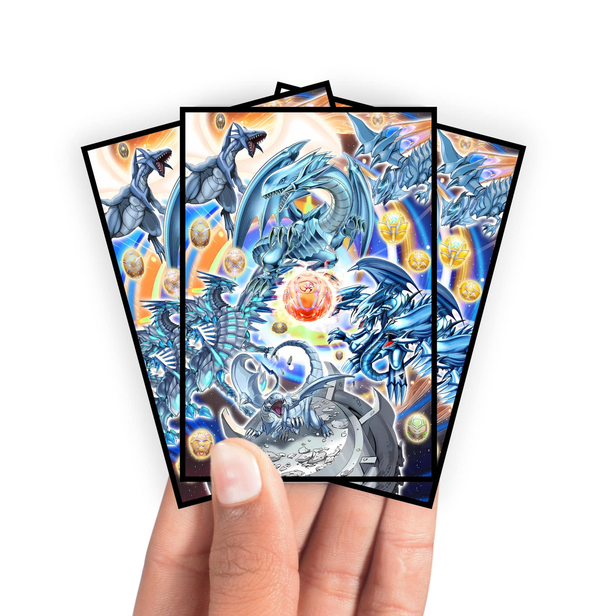 Heratic Seals Blue Eyes White Dragon Card Sleeves Japanese Size (Holographic) / Black / 25 Sleeves