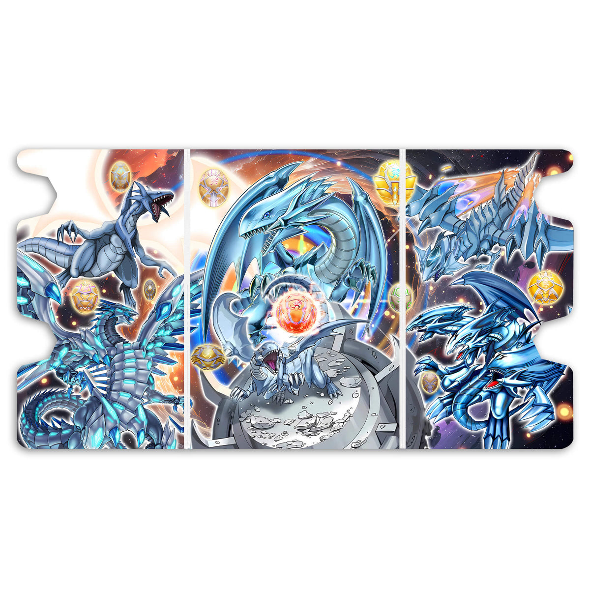 Here is the Full Lid Design of the Heratic Seals Blue Eyes White Dragon Mach 3 White Deck Box. Kaibacorp-yugioh-custom-deck-portable-collector-LDB-Duel
