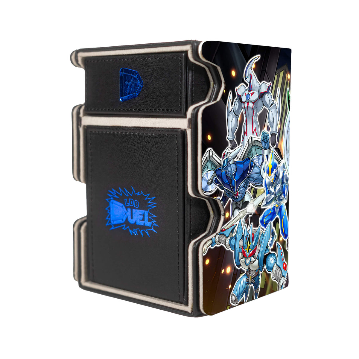Here is the Right View of the Heroes in the City Mach 3 Black Deck Box. Avian-yugioh-deck-tray-dice-tray-LDB-Duel