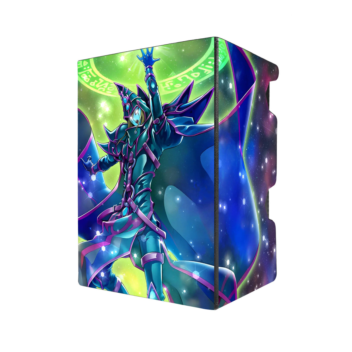 Here's another quality black deck box from LDB Duel featuring our exclusive Illusion of Chaos art. Fits all types of trading card games, including Pokémon, Yu-Gi-Oh! and Magic The Gathering. The perfect card holder for the TCG player safely holds up to 100 double-sleeved cards. EVEN in extra thick sleeves. Comes with a pull-out dice tray. Dark-Illusion-yugioh-tcg-accessories-card-storage-LDB-Duel