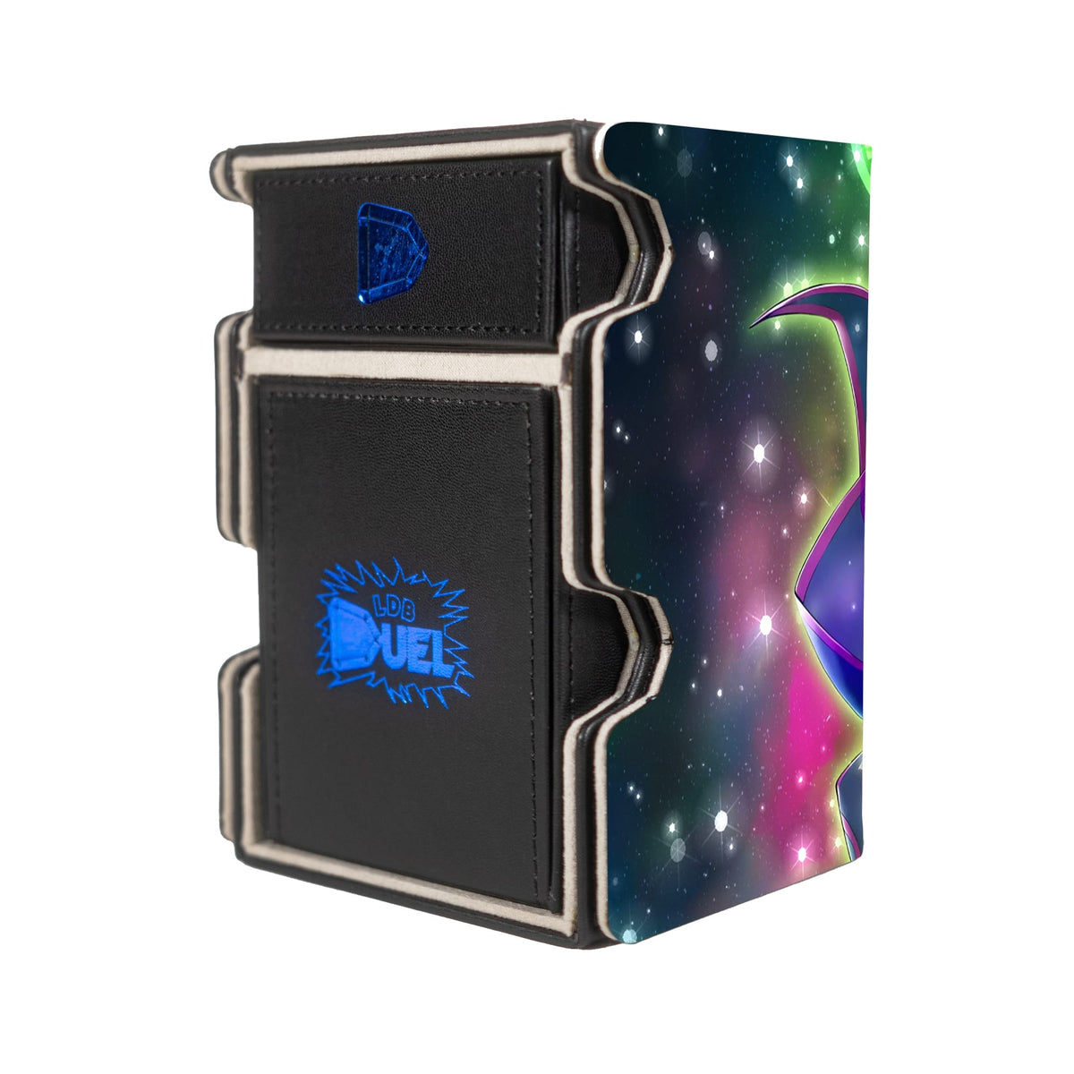 Here is the Right View of the Illusion of Chaos Mach 3 Black Deck Box. Dark-Magician-yugioh-deck-tray-dice-tray-LDB-Duel