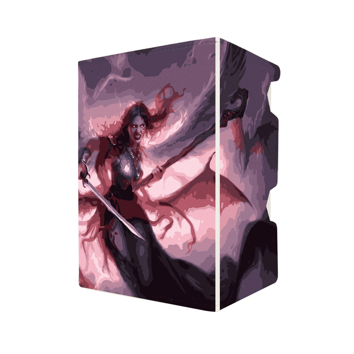Here's another quality white deck box from LDB Duel featuring our exclusive Kaalia of the Vast art. Fits all types of trading card games, including Pokémon, Yu-Gi-Oh! and Magic The Gathering. The perfect card holder for the TCG player safely holds up to 100 double-sleeved cards. EVEN in extra thick sleeves. Comes with a pull-out dice tray. Kaalia-mtg-tcg-accessories-card-storage-LDB-Duel