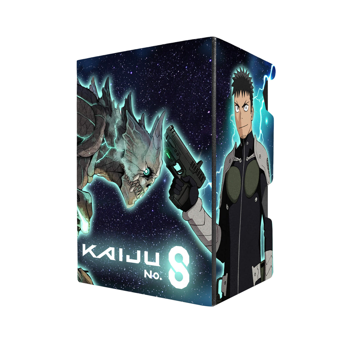 Here's another quality black deck box from LDB Duel featuring our exclusive Kaiju No. 8 art. Fits all types of trading card games, including Pokémon, Yu-Gi-Oh! and Magic The Gathering. The perfect card holder for the TCG player safely holds up to 100 double-sleeved cards. EVEN in extra thick sleeves. Comes with a pull-out dice tray. Iharu-Furuhashi-yugioh-tcg-accessories-card-storage-LDB-Duel