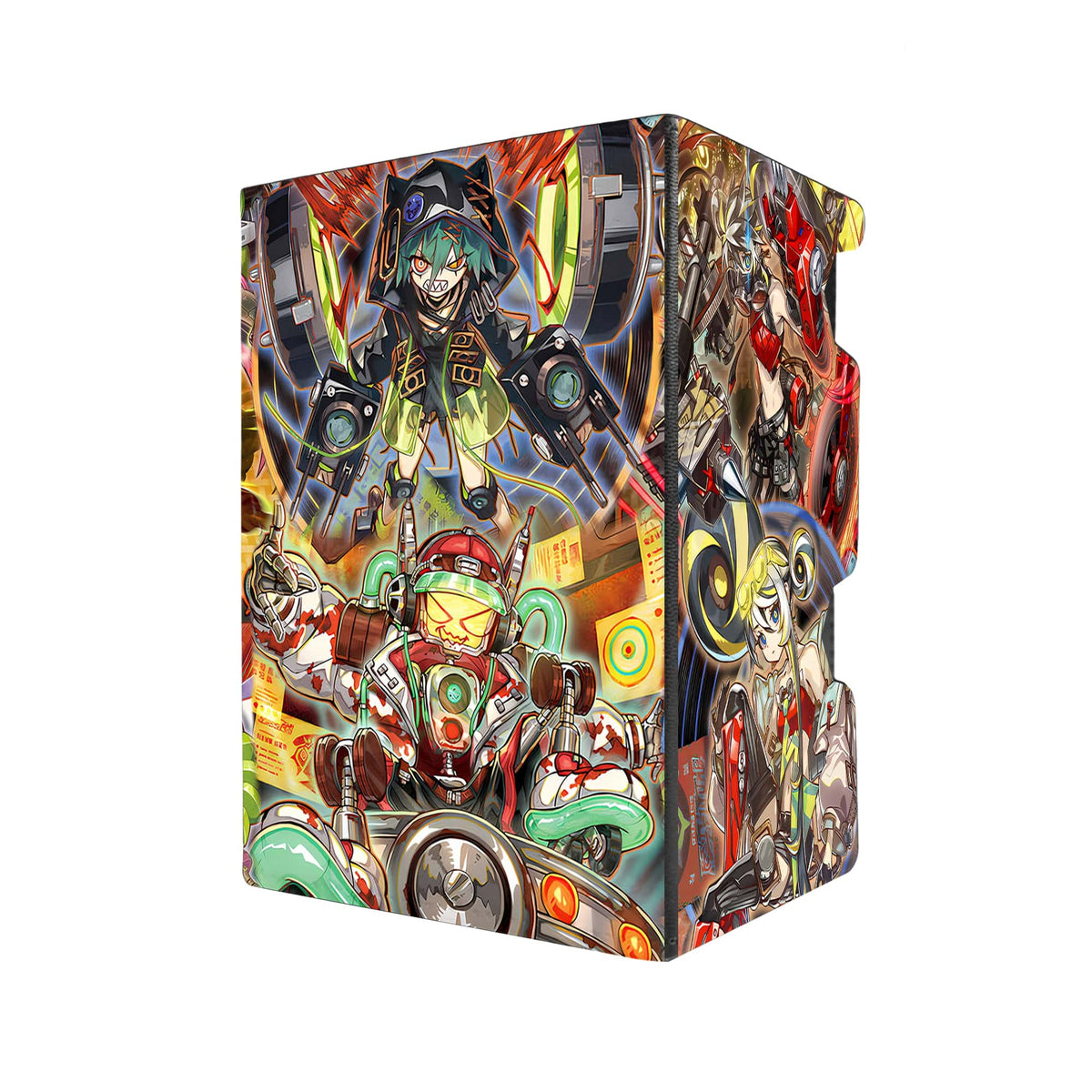 Here's another quality black deck box from LDB Duel featuring our exclusive Kewl Tune Archetype art. Fits all types of trading card games, including Pokémon, Yu-Gi-Oh! and Magic The Gathering. The perfect card holder for the TCG player safely holds up to 100 double-sleeved cards. EVEN in extra thick sleeves. Comes with a pull-out dice tray. Killer-Tune-yugioh-tcg-accessories-card-storage-LDB-Duel