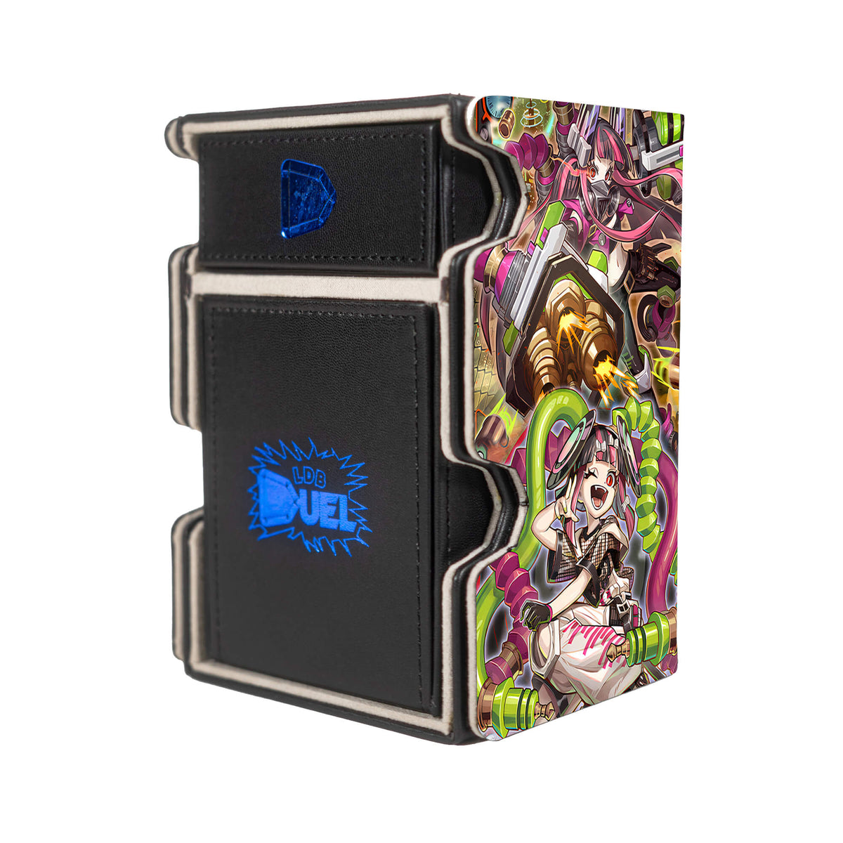 Here is the Right View of the Kewl Tune Archetype Mach 3 Black Deck Box. Reco-yugioh-deck-tray-dice-tray-LDB-Duel