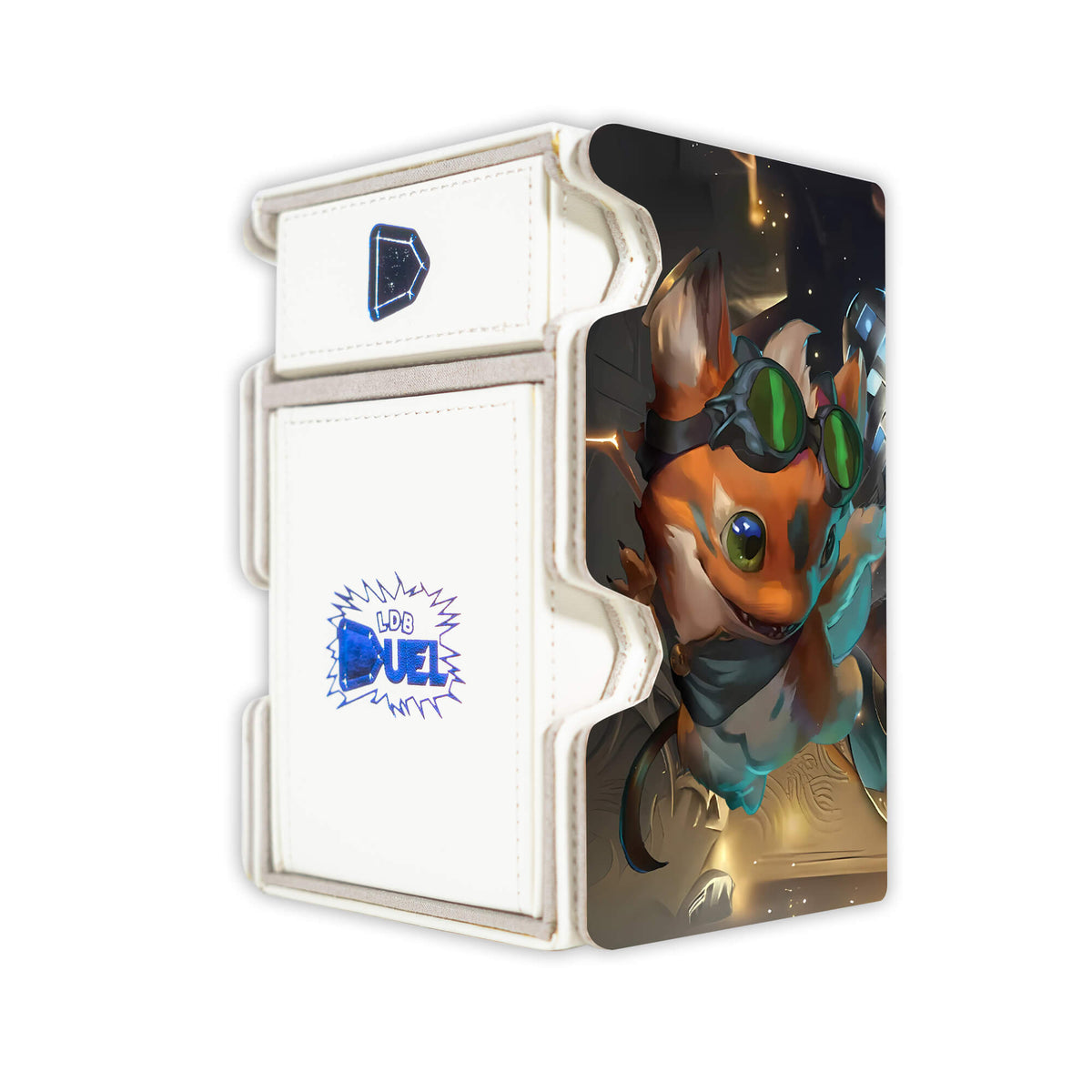 Here is the Right View of the Loot - Beast Noble Mach 3 White Deck Box. Pathfinder-mtg-deck-tray-dice-tray-LDB-Duel