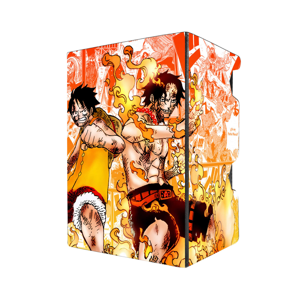 Here's another quality black deck box from LDB Duel featuring our exclusive Luffy & Ace art. Fits all types of trading card games, including Pokémon, Yu-Gi-Oh! and Magic The Gathering. The perfect card holder for the TCG player safely holds up to 100 double-sleeved cards. EVEN in extra thick sleeves. Comes with a pull-out dice tray. Luffy-anime-tcg-accessories-card-storage-LDB-Duel