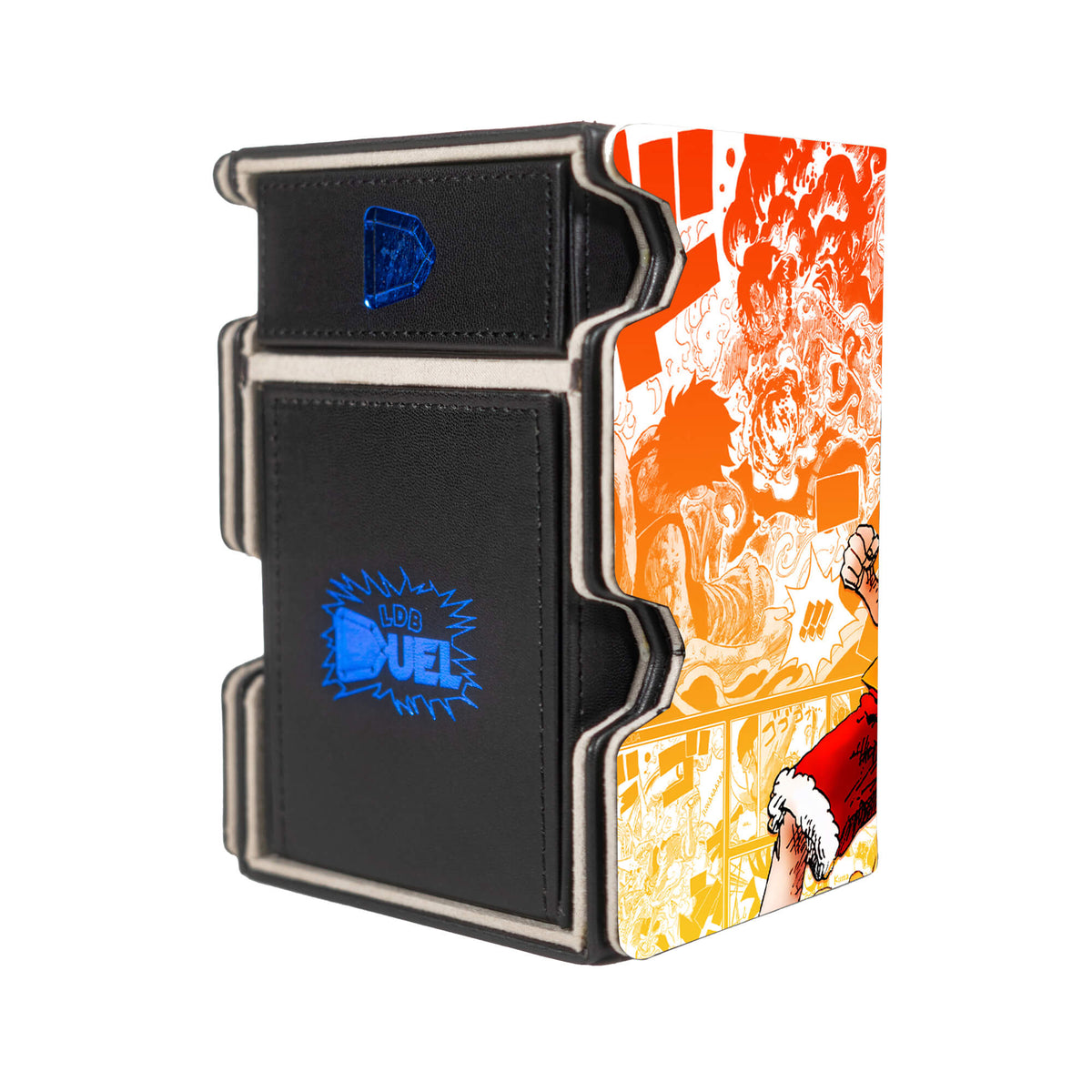 Here is the Right View of the Luffy & Ace Mach 3 Black Deck Box. Jet-Gatling-anime-deck-tray-dice-tray-LDB-Duel