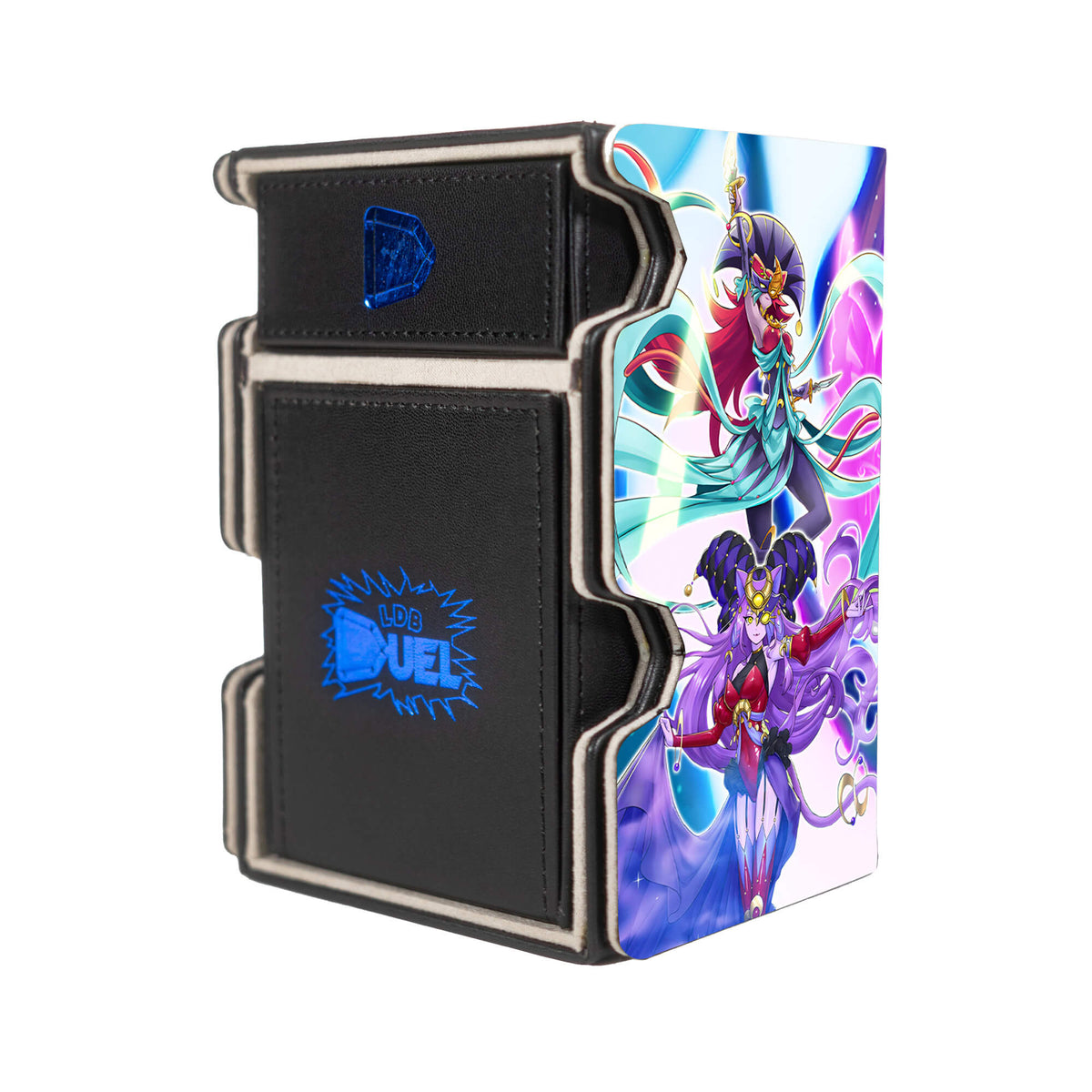 Here is the Right View of the Lunalight Archetype Mach 3 Black Deck Box. Liger-Dancer-yugioh-deck-tray-dice-tray-LDB-Duel