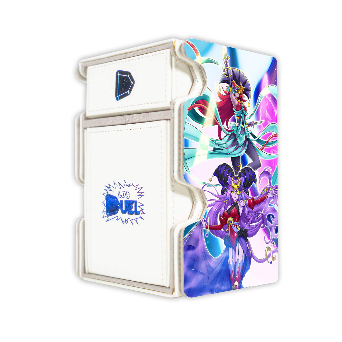 Here is the Right View of the Lunalight Archetype Mach 3 White Deck Box. Liger-Dancer-yugioh-deck-tray-dice-tray-LDB-Duel