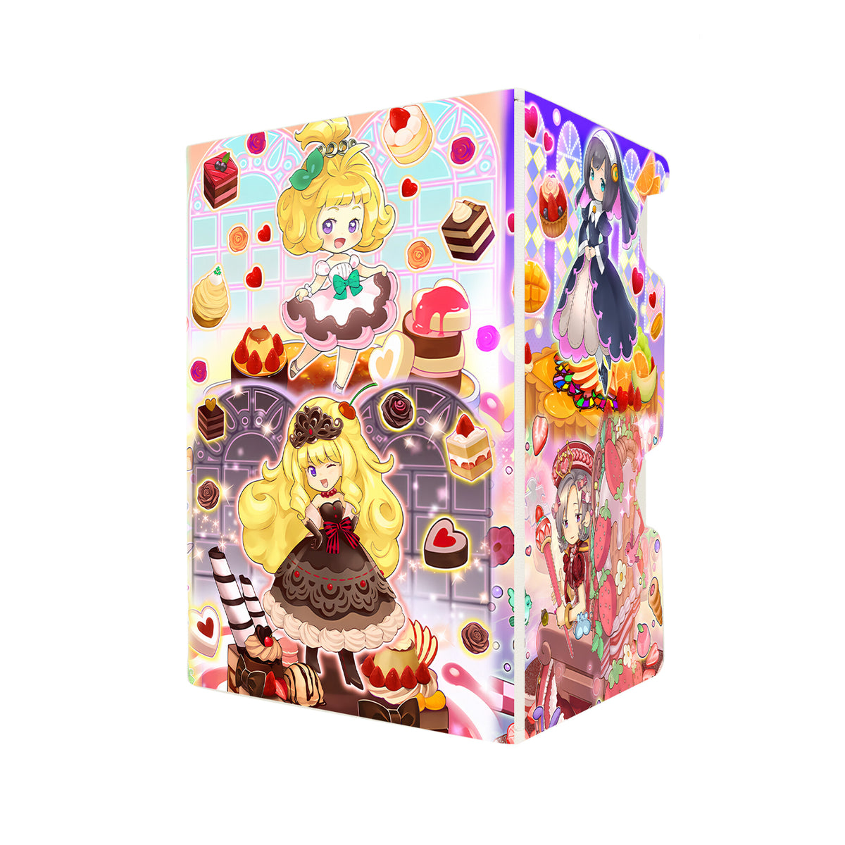 Here's another quality white deck box from LDB Duel featuring our exclusive Madolche Archetype art. Fits all types of trading card games, including Pokémon, Yu-Gi-Oh! and Magic The Gathering. The perfect card holder for the TCG player safely holds up to 100 double-sleeved cards. EVEN in extra thick sleeves. Comes with a pull-out dice tray. Madolche-ygo-magic-digimon-card-protector-gaming-accesories-LDB-Duel