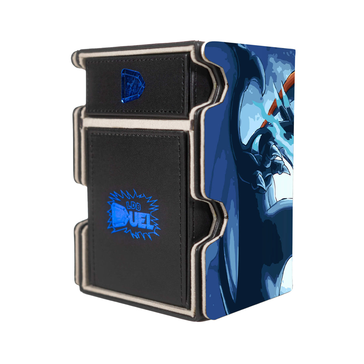 Here is the Right View of the Mega Charizard X and Y Mach 3 Black Deck Box. Charmander-pokemon-deck-tray-dice-tray-LDB-Duel