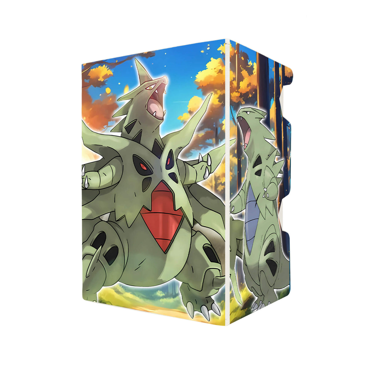 Here's another quality white deck box from LDB Duel featuring our exclusive Mega Tyranitar Evolutions art. Fits all types of trading card games, including Pokémon, Yu-Gi-Oh! and Magic The Gathering. The perfect card holder for the TCG player safely holds up to 100 double-sleeved cards. EVEN in extra thick sleeves. Comes with a pull-out dice tray. Pupitar-pokemon-ygo-magic-digimon-card-protector-gaming-accesories-LDB-Duel