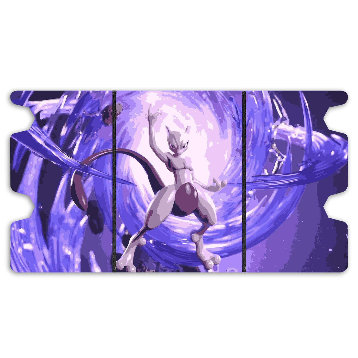 Here is the Full Lid Design of the Mewtwo Mach 3 Black Deck Box. Psychic-pokemon-custom-art-leather-durable-LDB-Duel