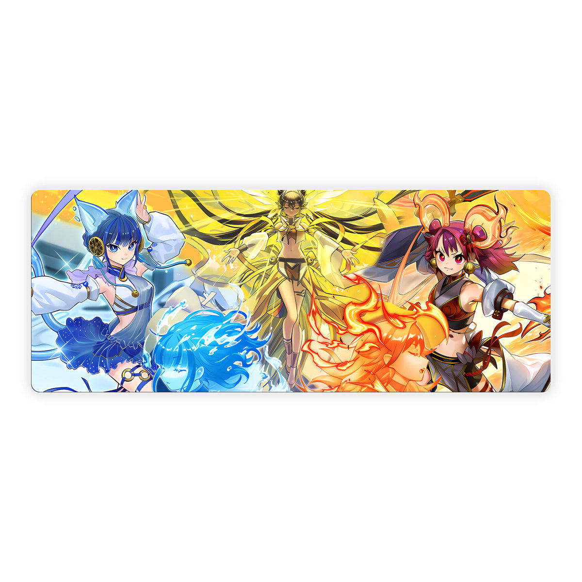 Level up your gaming setup from the LDB Duel featuring our exclusive Mikanko Kagura Archetype mouse pad! Designed for gamers who value precision and comfort, this 31x12 inch masterpiece boasts a soft cloth surface for ultra-smooth tracking and a non-slip rubber base for stability during intense battles. Stylish, durable, and machine washable, it's the ultimate accessory for your desk.Mikanko-Fire-Dance-yugioh-mtg-pokemon-custom-artwork-premium-durable-rubber-ldb-duel