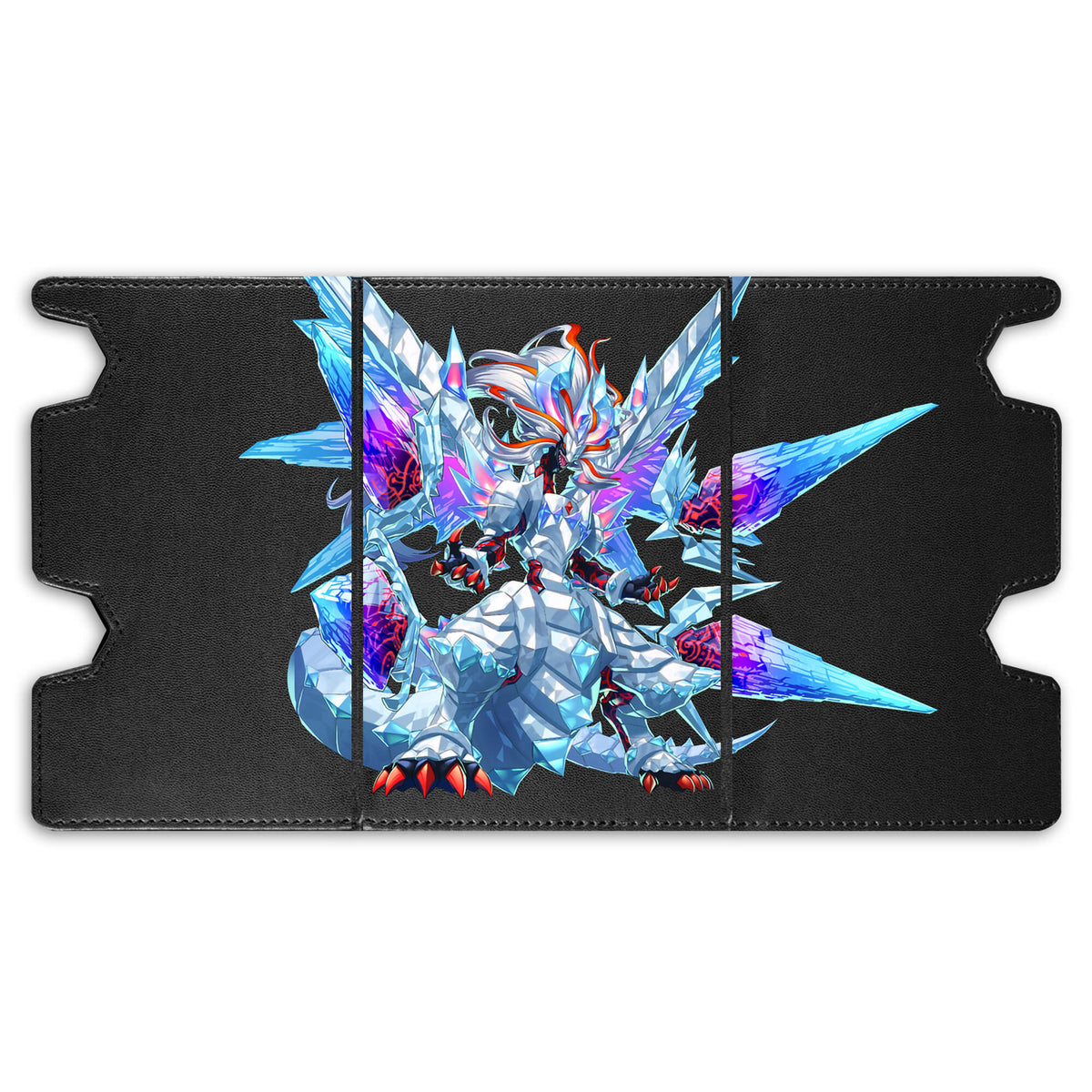 Here is the Full Lid Design of the Mirrorjade the Iceblade Dragon Mach 3 Black Deck Box. Guiding-Quem-yugioh-custom-art-leather-durable-LDB-Duel