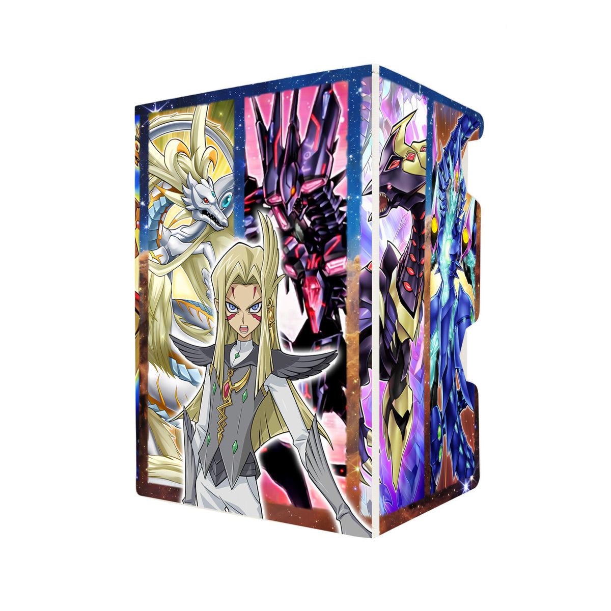Here's another quality white deck box from LDB Duel featuring our exclusive Mizar art. Fits all types of trading card games, including Pokémon, Yu-Gi-Oh! and Magic The Gathering. The perfect card holder for the TCG player safely holds up to 100 double-sleeved cards. EVEN in extra thick sleeves. Comes with a pull-out dice tray. Neo-Tachyon-ygo-magic-digimon-card_protector-gaming-accesories-LDB-Duel
