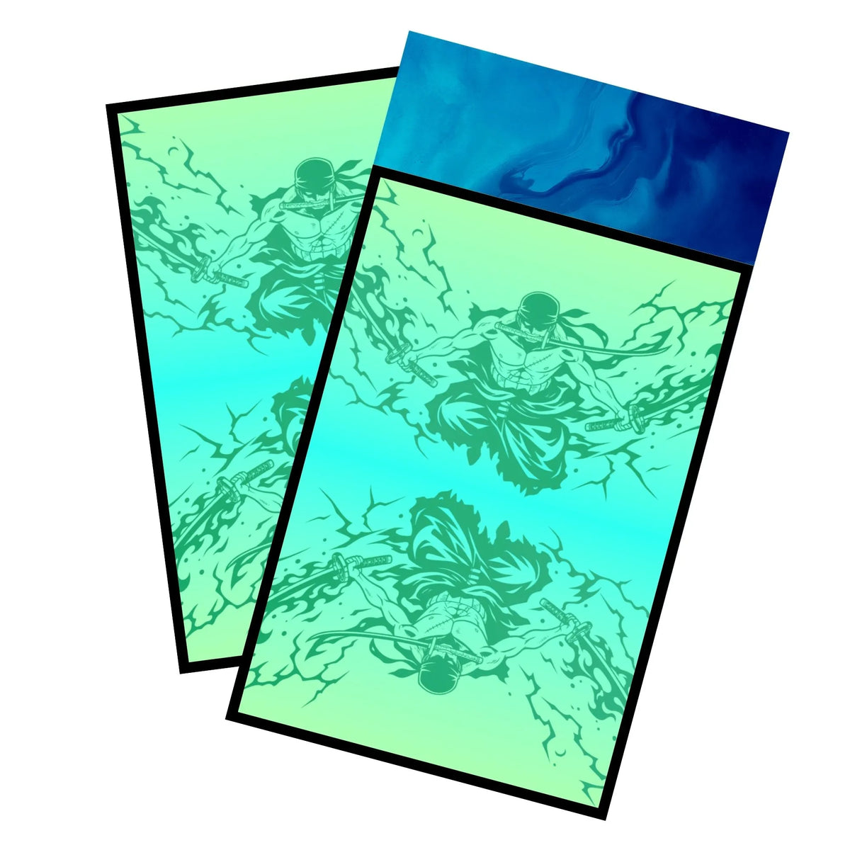 Enhance your cards with our elegant black border card sleeves, featuring a sleek, sophisticated design for a bold, modern aesthetic. From LDB Duel. Perfect for showcasing your collection, these sleeves are printed with our exclusive Pirate Hunter Zoro design. Zoro-onepiece-card-protection-standard-japanese-dragon-shield-LDB-Duel-black