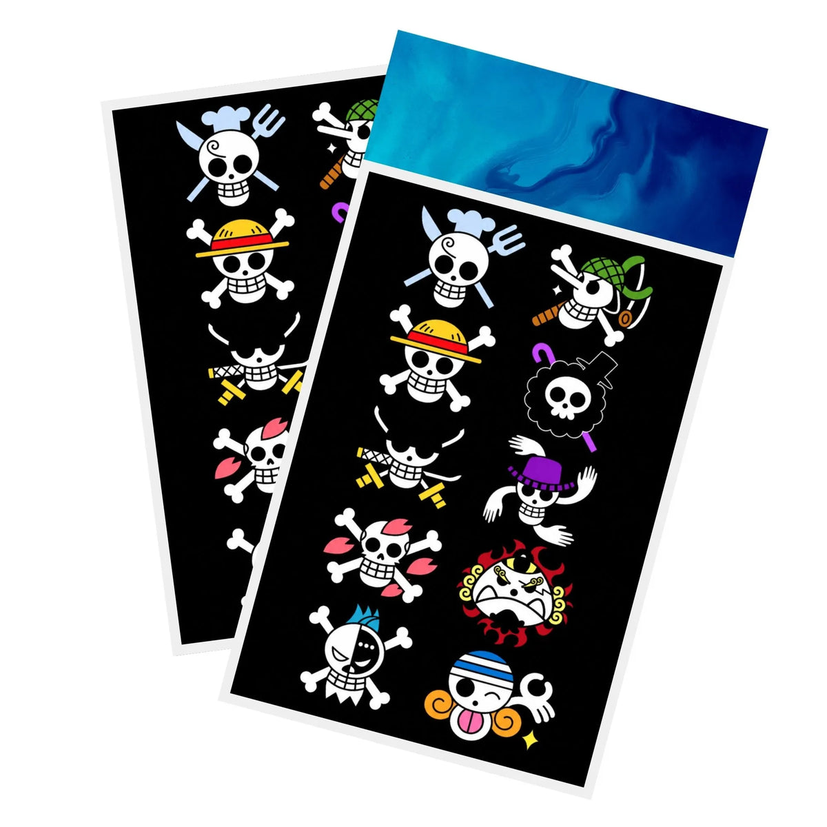 Protect and enhance your cards with our clean and crisp white border card sleeves. Featuring a minimalist design that complements any artwork, these sleeves offer a bright, timeless look. From LDB Duel. Printed with our exclusive Straw Hat Crew Jolly Rogers design for a fresh and premium finish. Jolly-Rogers-onepiece-card-protection-standard-japanese-dragon-shield-LDB-Duel-white