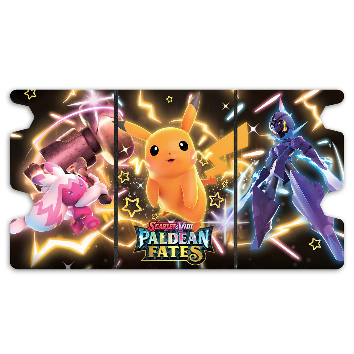 Here is the Full Lid Design of the Paldean Pocket Monsters Mach 3 Black Deck Box. tinkaton-pokemon-custom-art-leather-durable-LDB-Duel