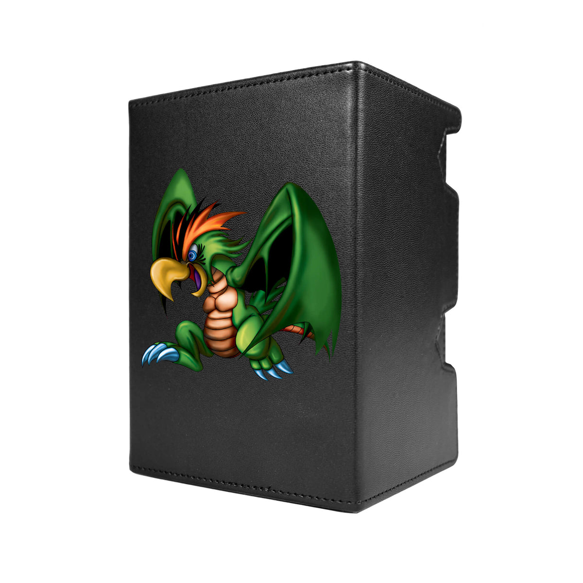 Here's another quality black deck box from LDB Duel featuring our exclusive Parrot Dragon art. Fits all types of trading card games, including Pokémon, Yu-Gi-Oh! and Magic The Gathering. The perfect card holder for the TCG player safely holds up to 100 double-sleeved cards. EVEN in extra thick sleeves. Comes with a pull-out dice tray. Toon-Kingdom-yugioh-mtg-pokemon-tcg-accessories-card-storage-LDB-Duel